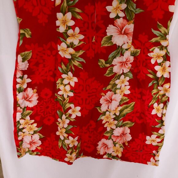 Vintage TY Red Hawaiian Floral Sleeveless Short Dress Made in Hawaii Size L - Picture 13 of 14